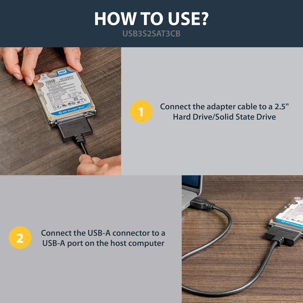 StarTech SATA to USB Adapter, USB 5Gbps, 2.5in SATA III (USB3S2SAT3CB) - Image 5