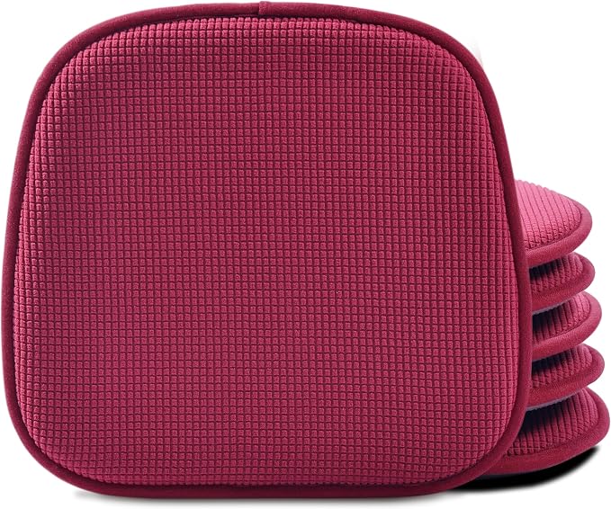 Shinnwa Kitchen Seat Cushions Set of 6, Non Slip Dining Chair Cushions, U-Shaped Indoor Chair Pads, 6 Pack, 15 x 16 Inches, Burgundy by Shinnwa