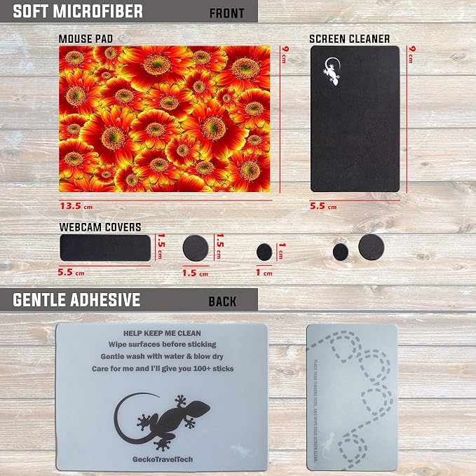 Adhesive Mouse Pad - Peel and Sticks to Any Surface - Travel Mouse Pad, Sticky for Any Surface - Excellent Tracking - Flowers GERBERAS - Image 5