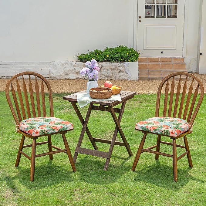 HARBOREST Outdoor Chair Cushions Set of 6, Water Resistant Patio Chair Cushions with Ties, Outdoor Seat Cushions for Patio Furniture, 17"x16"x2", Flamingo - Image 7