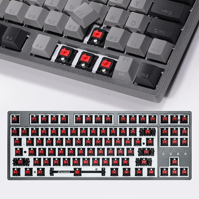 DURGOD K320 Corona White Backlit TKL Mechanical Keyboard | 87 Keys Tenkeyless | USB C Wired | Doubleshot PBT Keycaps | Programmable Keys | NKRO Rollover | Windows & Mac (Corona, Cherry Red) - Image 5