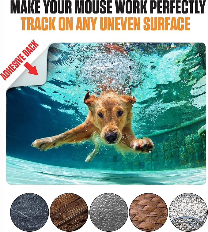 Mouse Pad Adhesive Bottom - Sticks to Any Surface - Portable - Webcam Covers and Screen Cleaner Included (2 Pack - Dog Set) - Image 2