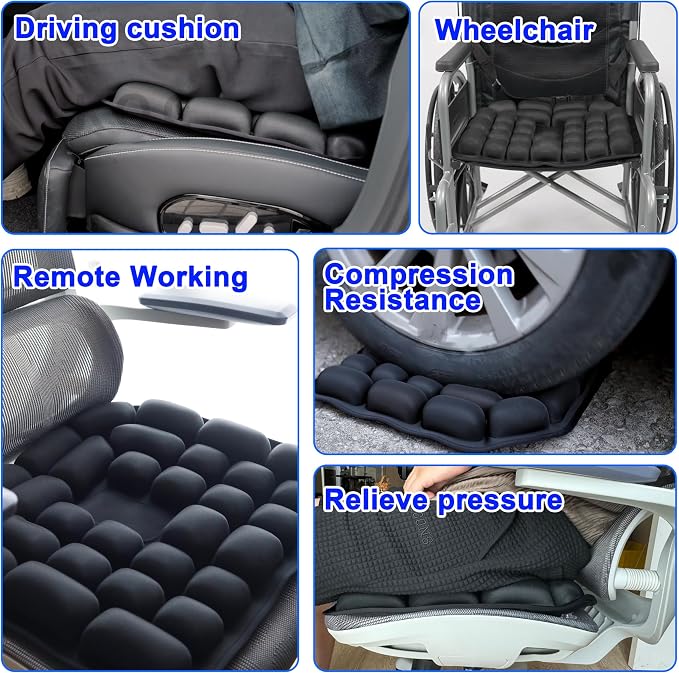 Upgrade Travel Seat Cushion for Airplane,Portable&Adjustable Air Seat Cushion,Coccyx Tailbone Pain Relief Chair Pad,Inflatable Cushion for Wheelchair, Travel,Driving,Office Work - Image 4