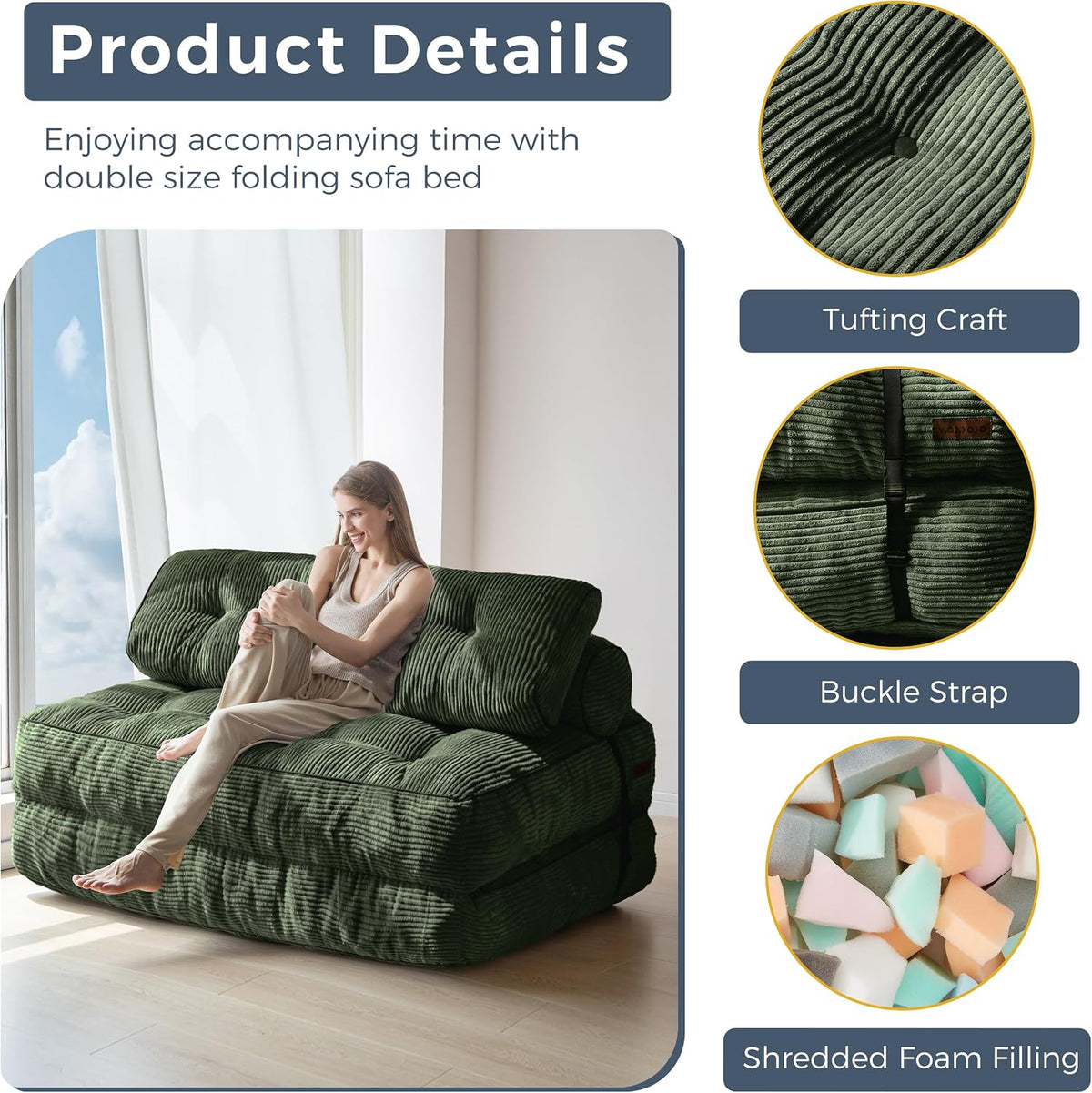 MAXYOYO Folding Sofa Bed, Convertible Chair Bed with Pillow - Image 5