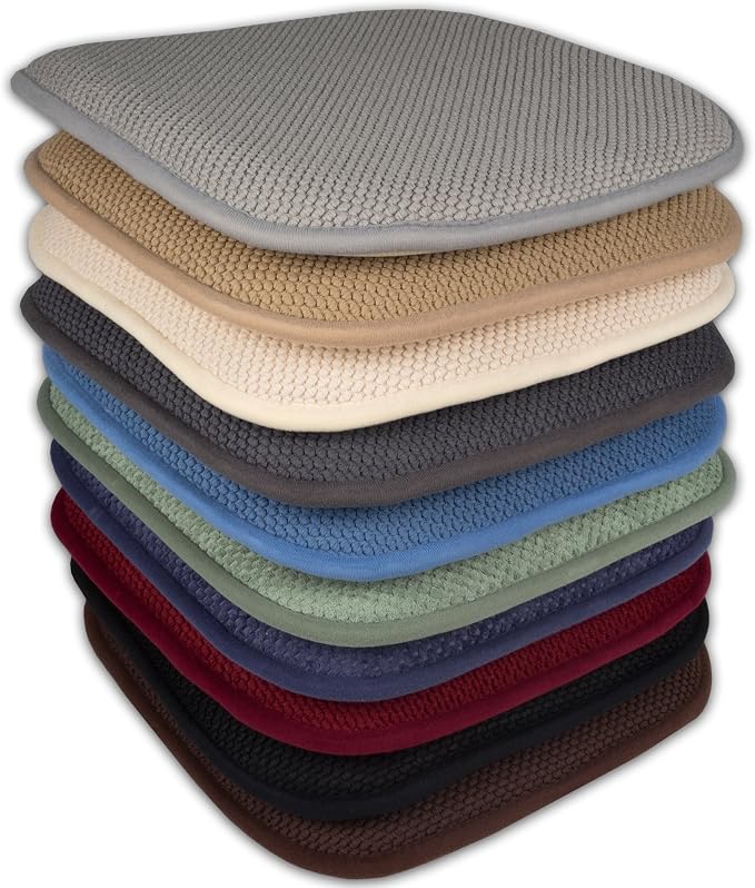Sweet Home Collection Memory Foam Honeycomb Nonslip Back 16" x16" Chair/Seat Cushion Pad, 4 Pack - Image 7