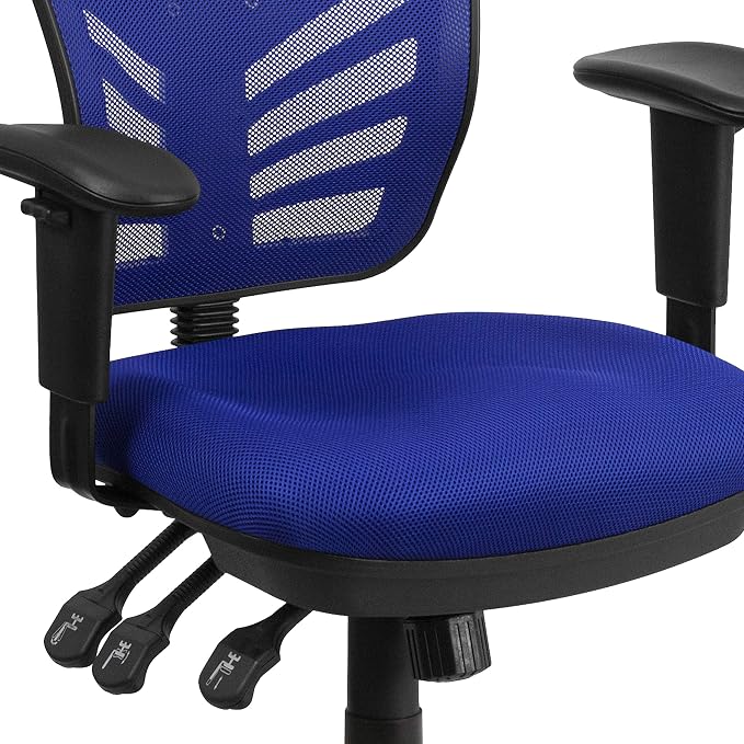 Flash Furniture Mid-Back Blue Mesh Multifunction Executive Swivel Ergonomic Office Chair with Adjustable Arms | Adjustable Armrests, 360° Swivel, Height Adjustable, Commercial Grade - Image 9