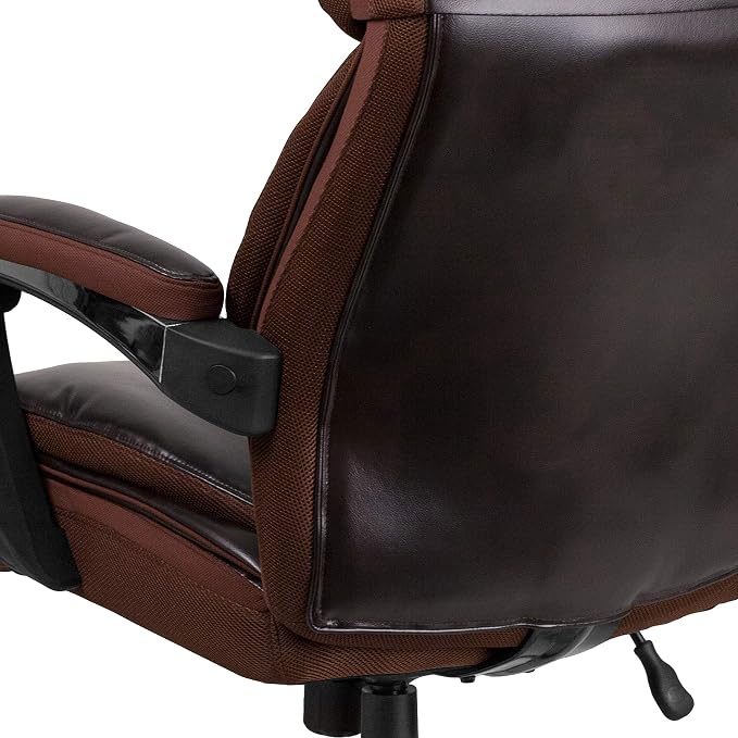 Flash Furniture Big and Tall Office Chair - Brown LeatherSoft Executive Swivel Office Chair with Headrest and Wheels | 500 LB Capacity, Padded Armrests, 360° Swivel, Height Adjustable, Commercial Grade - Image 9