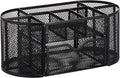 Amazon Basics Mesh Desk Organizer with Pen Holder, Pullout Drawer and Office Caddy Storage, 9.25" x 4.53" x 3.94", Black by AmazonBasics