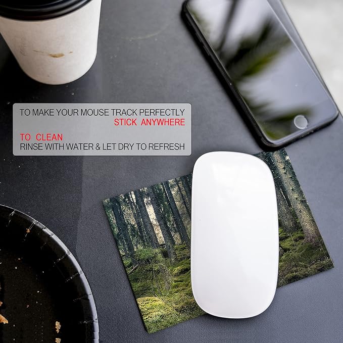 Mouse Pad Adhesive Bottom - Sticks to Any Surface - Portable - Webcam Covers and Screen Cleaner Included (Moss Forest) - Image 7