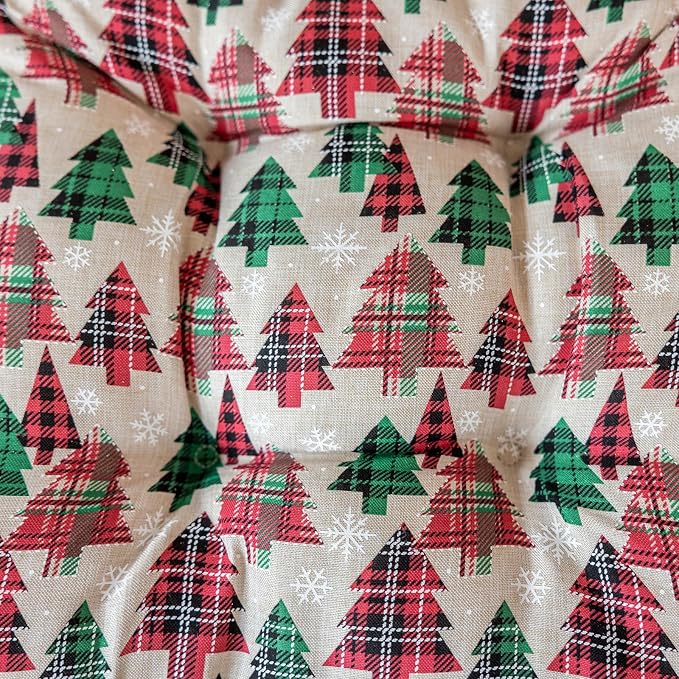 vctops Christmas U-Shaped Chair Cushions with Ties (Pattern D,16"x16") | Soft Comfortable Linen Textured Chair Pads Non Slip Seat Cushions for Indoor Dining Room and Kitchen Chairs - Image 7