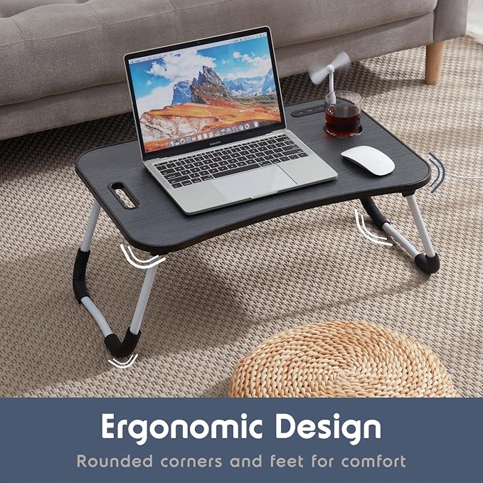 Nestl Foldable Lap Desk - Portable Laptop Stand for Bed, Couch, Work, Reading & Writing, Lap Table with USB Ports, Large Laptop Tray, Black - Image 7