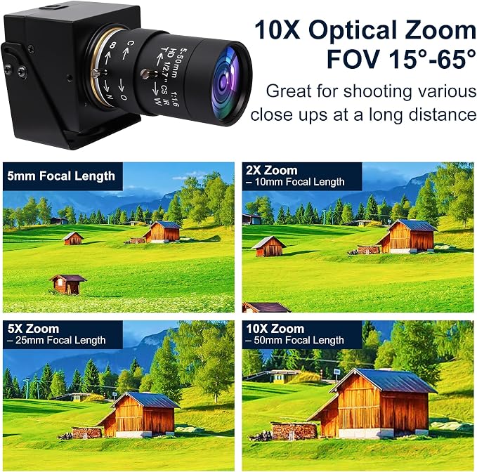 SVPRO 1080P USB Webcam with Telephoto 5-50mm Lens, Full HD Computer Camera 100fps/60fps/30fps for Windows/Mac/Linux/Android - Image 3