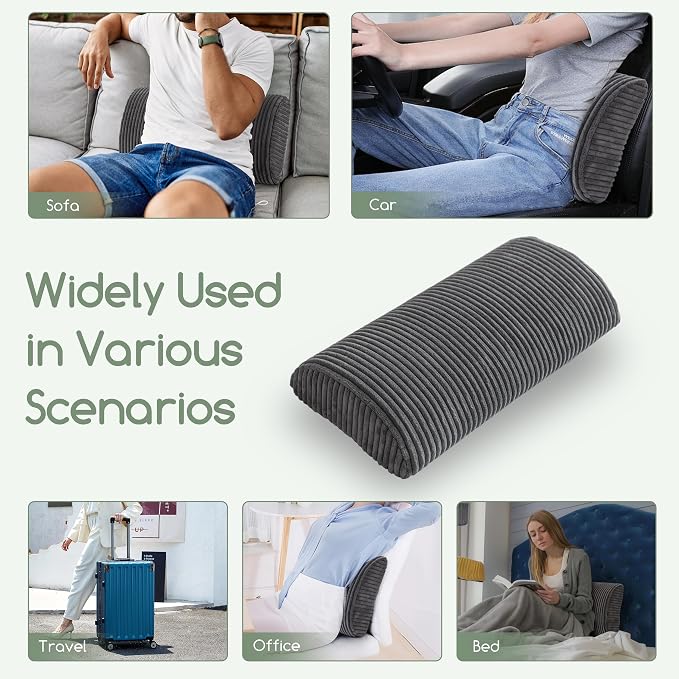 HIGOGOGO Lumbar Support Pillow for Recliner Chair/Accent Chair/Couch, Memory Foam Back Support Cushion for Elderly, Recliner Cushions for Back Rest, Pain Relief, Reading, Washable Cover, Dark Grey - Image 7
