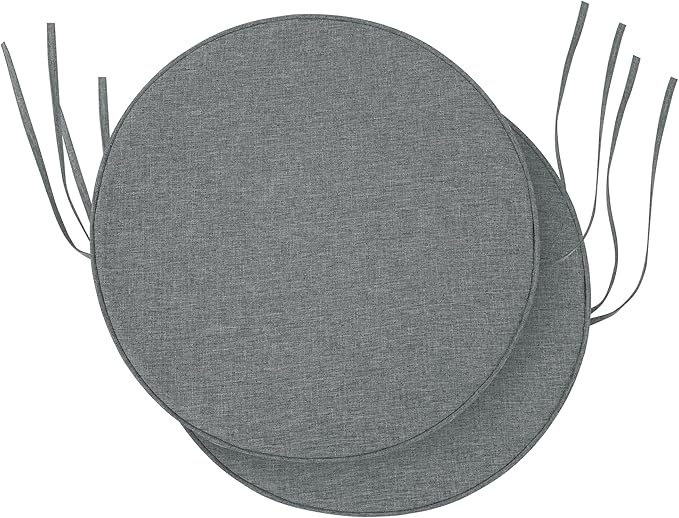 Outdoor Round Chair Cushions 15 Inch, Set of 4, Light Grey | Fade-Resistant, Water-Resistant, Bistro Chair Seat Pads for Porch Garden Balcony Patio Furniture Stools, Non-Slip Bottom by Unknown