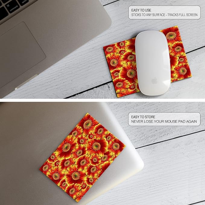 Adhesive Mouse Pad - Peel and Sticks to Any Surface - Travel Mouse Pad, Sticky for Any Surface - Excellent Tracking - Flowers GERBERAS - Image 6