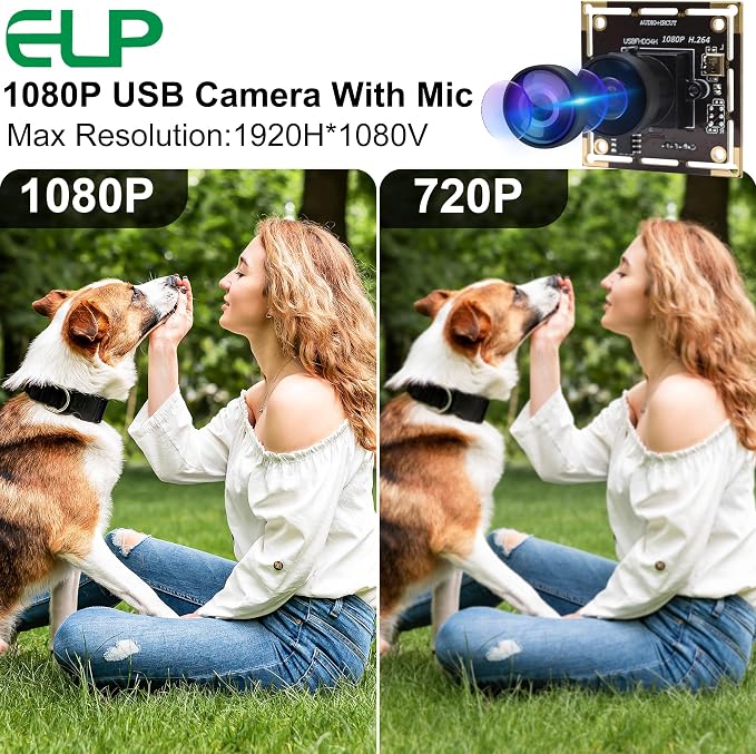 ELP H.264 1080P USB Camera Module with Microphone Wide Angle Fisheye Webcam | 170degree FHD PC Camera for Computer, UVC USB2.0 Lightburn Camera for Laser, Home Security, Embedded Machine Vision, Robotics - Image 7