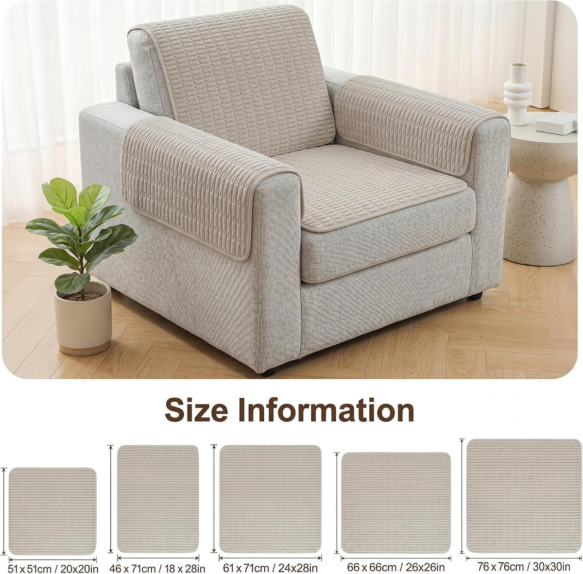 Foxdecor Couch Arm Covers for Sofa Arm Chair Covers Set of 2 - Image 6