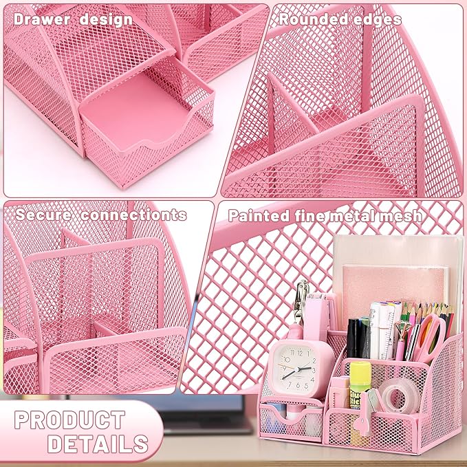 13-in-1 Office Desk Organizer Set for Back to School Supplies Accessories | Organizer Set with Stapler and Tape Dispenser, Pen Holder, Scissors, Ruler, Hole Punch, 2 Pens & More Desk Supplies - Image 6