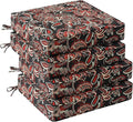 UNIKOME Outdoor Chair Cushions Set of 4, Water Resistant Patio Seat Cushions with Ties for Outdoor Furniture, High-Density Foam, UV & Fade Resistant, Piped Edge – 19" x 19" x 3", Red Paisley Floral by UNIKOME