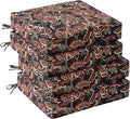 UNIKOME Outdoor Chair Cushions Set of 4, Water Resistant Patio Seat Cushions with Ties for Outdoor Furniture, High-Density Foam, UV & Fade Resistant, Piped Edge – 24" x 24" x 4", Red Paisley Floral by UNIKOME