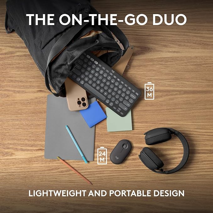 Logitech Pebble 2 Combo Wireless Keyboard and Mouse, Portable - Black | Quiet, portable, customizable, Logi Bolt, Easy-Switch, compatible with macOS, iPadOS, and Chrome - Image 9