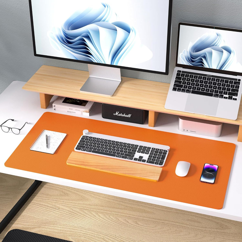 Aothia Leather Desk Pad Protector, Mouse Pad, Office Desk Mat, Non-Slip PU Leather Desk Blotter, Laptop Desk Pad, Waterproof Desk Writing Pad for Office and Home (36" x 17", Hermes Orange) - Image 8