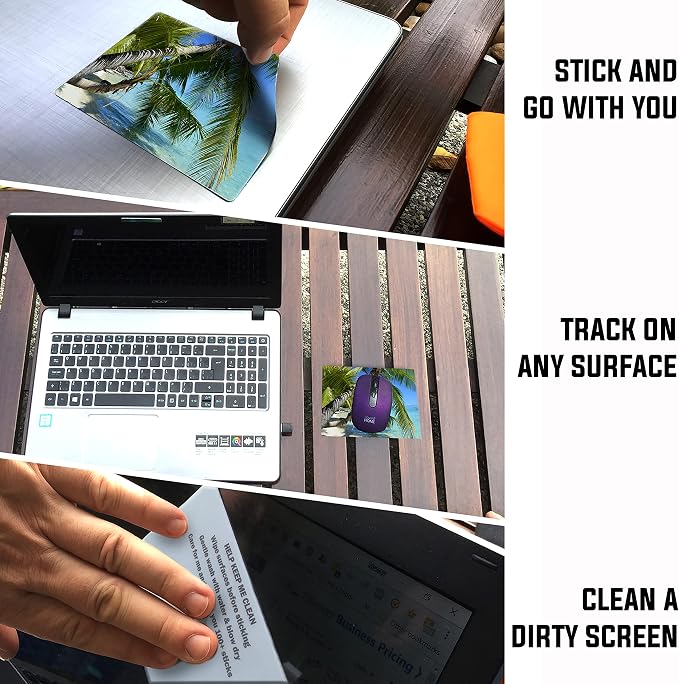 Adhesive Mouse Pad - Peel and Sticks to Any Surface - Travel Mouse Pad, Sticky for Any Surface - Excellent Tracking - Beach Palms in THE Sand - Image 2