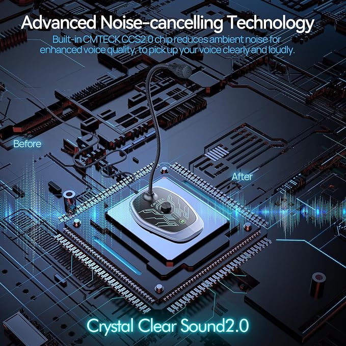 CMTECK USB Computer Microphone, RGB Light, Mute Function for PC/Laptop | Quick mute with LED, plug-and-play, noise-cancelling. Ideal for podcasting, YouTube, and streaming. Works with PS4/PS5/PC. - Image 2
