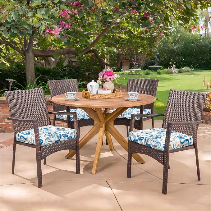 HARBOREST Outdoor Chair Cushions Set of 4, Water Resistant Patio Chair Cushions with Ties, Square Corner Outdoor Seat Cushions for Patio Furniture, 18.5"x16"x3", Blue Butterfly - Image 7