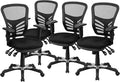 Flash Furniture Nicholas Mid-Back Black Mesh Multifunction Executive Swivel Ergonomic Office Chair with Adjustable Arms, Set of 4 by FlashFurniture
