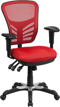Flash Furniture Mid-Back Mesh Executive Office Chair, Red | Adjustable Armrests, 360° Swivel, Height Adjustable, Commercial Grade by FlashFurniture