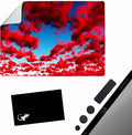 Mouse Pad Adhesive Bottom - Sticks to Any Surface - Portable - Webcam Covers and Screen Cleaner Included (RED Clouds) by GeckoTravelTech