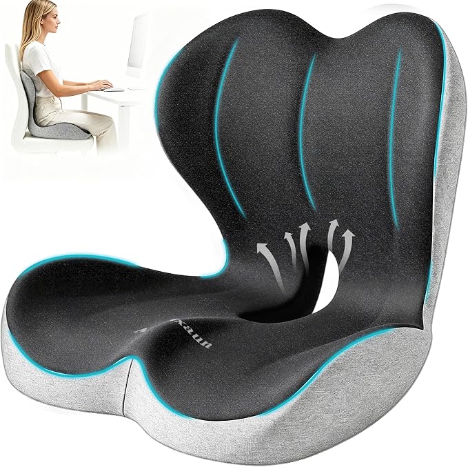 Memory Foam Seat Cushion for Office Chair and Car Seat | Sciatica & Hip & Coccyx Pain Relief Desk Chair Cushion for Long Sitting Office Workers, Car Drivers, Wheelchair, Home by Unknown