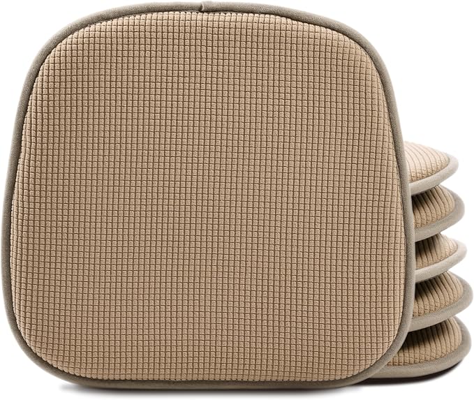Shinnwa Kitchen Seat Cushions Set of 6, Non Slip Dining Chair Cushions, U-Shaped Indoor Chair Pads, 6 Pack, 15 x 16 Inches, Brown by Shinnwa
