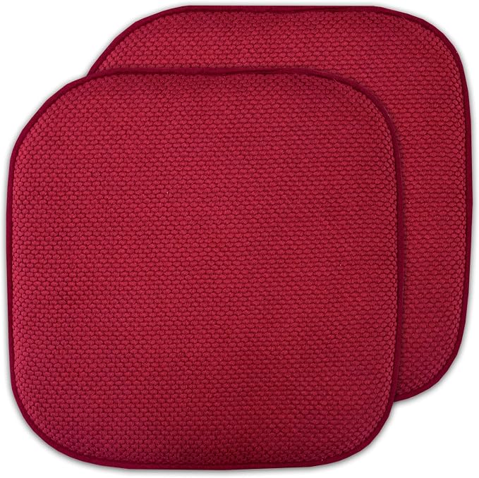 Sweet Home Collection Cushion Memory Foam Chair Pads Honeycomb Nonslip Back Seat Cover 16" x 16" 2 Pack Red by SweetHomeCollection