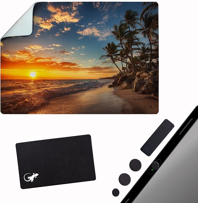 Adhesive Mouse Pad - Peel and Sticks to Any Surface - Travel Mouse Pad, Sticky for Any Surface - Excellent Tracking - Beach Sunset by GeckoTravelTech