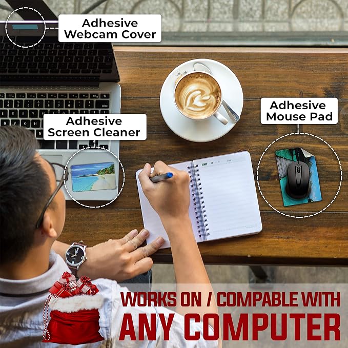 Mouse Pad Adhesive Bottom - Sticks to Any Surface - Portable - Webcam Covers and Screen Cleaner Included (Beach) - Image 3