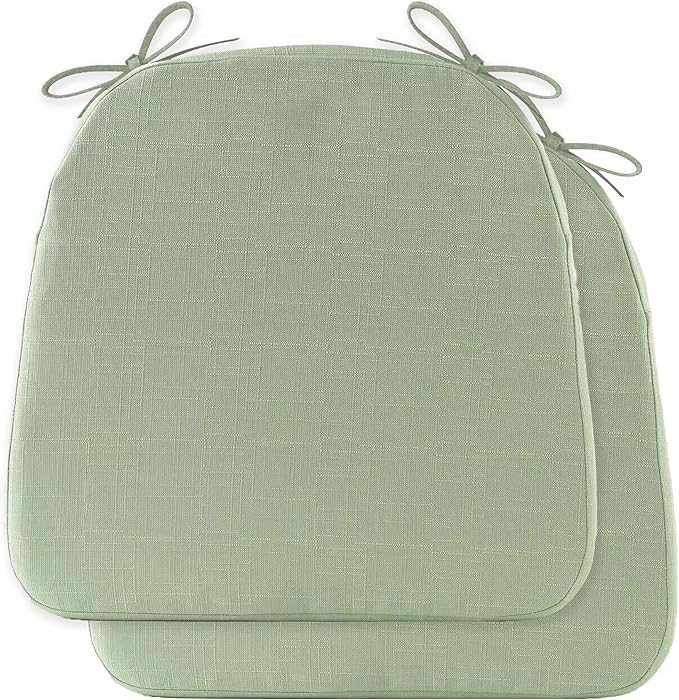 Battilo Chair Cushions for Dining Chairs with Ties, Indoor/Outdoor Kitchen Chair Pad with Non-Slip Backing, Dining Seat Cushion with Machine Washable Removable Cover, 16"x16"x2", Set of 2, Sage Green by BATTILOHOME