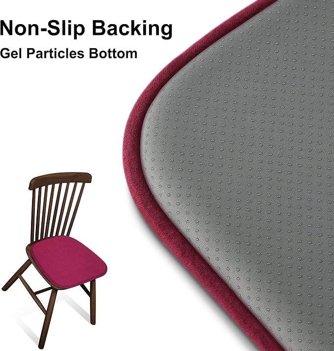 Shinnwa Kitchen Seat Cushions Set of 6, Non Slip Dining Chair Cushions, U-Shaped Indoor Chair Pads, 6 Pack, 15 x 16 Inches, Burgundy - Image 3