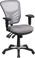 Flash Furniture Mid-Back Gray Mesh Multifunction Executive Swivel Ergonomic Office Chair with Adjustable Arms | Adjustable Armrests, 360° Swivel, Height Adjustable, Commercial Grade by FlashFurniture