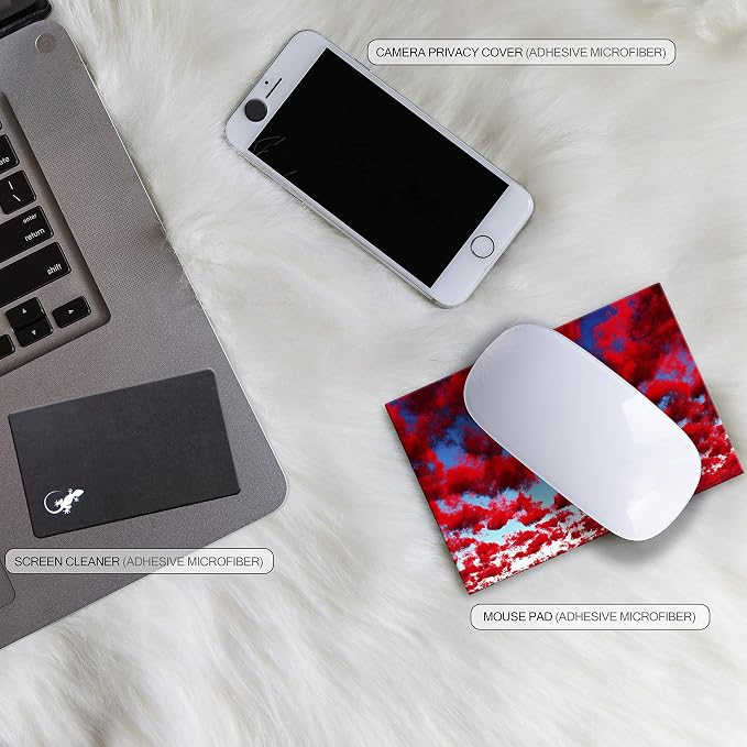 Mouse Pad Adhesive Bottom - Sticks to Any Surface - Portable - Webcam Covers and Screen Cleaner Included (RED Clouds) - Image 8