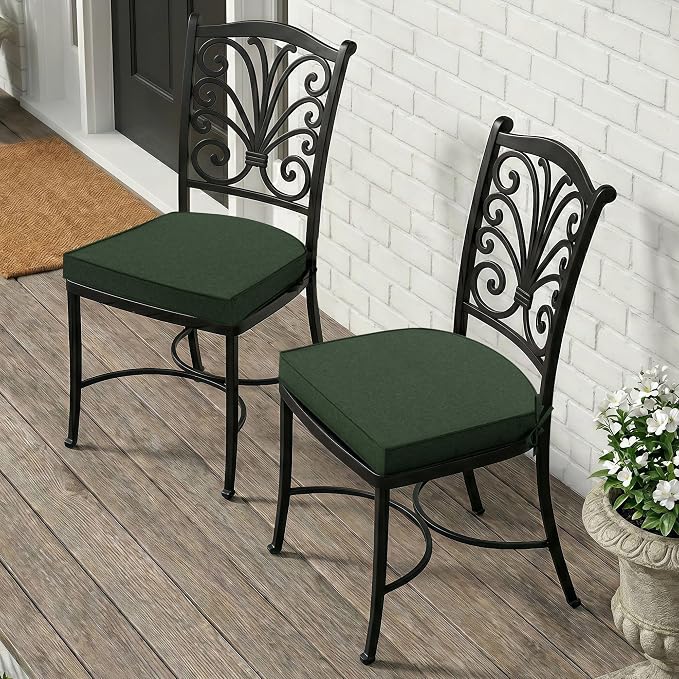 Outdoor Chair Cushions, D Shaped, Set of 6, 19 x 19 Inch, Black | Fade-Resistant, Water-Resistant, Patio Furniture Seat Chair Pads Replacement, Non-Slip Bottom with Ties, Removable Cover - Image 8