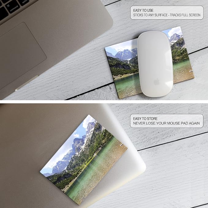 Adhesive Mouse Pad - Peel and Sticks to Any Surface - Travel Mouse Pad, Sticky for Any Surface - Excellent Tracking - Mountain Lake - Image 6