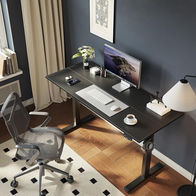 Agilestic 55 * 24 Inch Height Adjustable Electric Standing Desk, Black | Sit Stand Up Computer Desk, Memory Presets, Stable Steel Frame,154 lbs, Easy Assembly, Splice Board, Home Office, Studying - Image 4