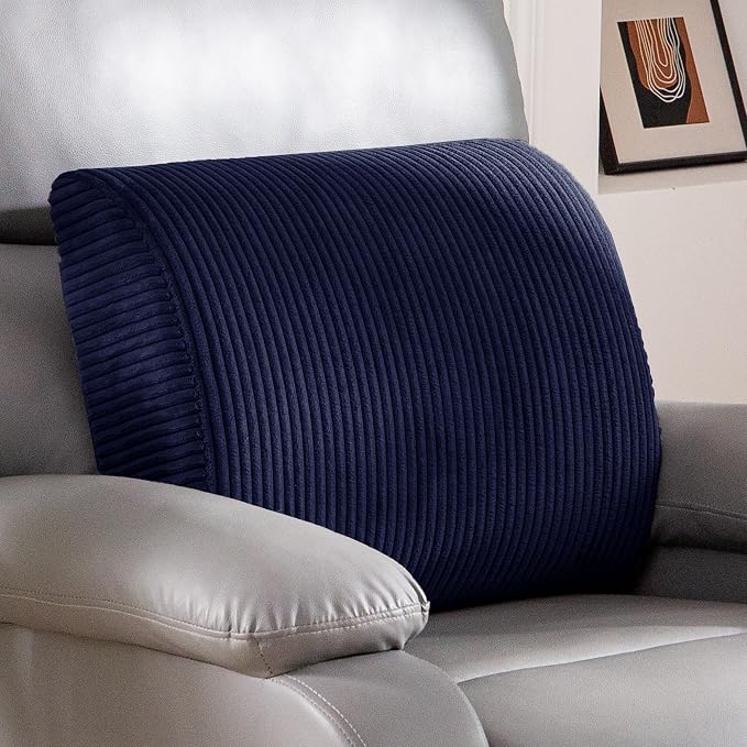 Lumbar Support Pillow for Recliner Chair/Accent Chair/Couch, Extra Large Memory Foam Back Support Cushion for Elderly, Recliner Cushions for Back Rest, Pain Relief, Reading, Washable Cover, Navy by HIGOGOGO
