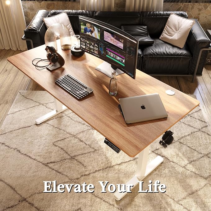 Monomi Electric Standing Desk 63"x28" Height Adjustable Sit Stand Desk | Ergonomic Home Office Computer Gaming Desk with Memory Preset Controller and Anti-Collision,Natural - Image 8