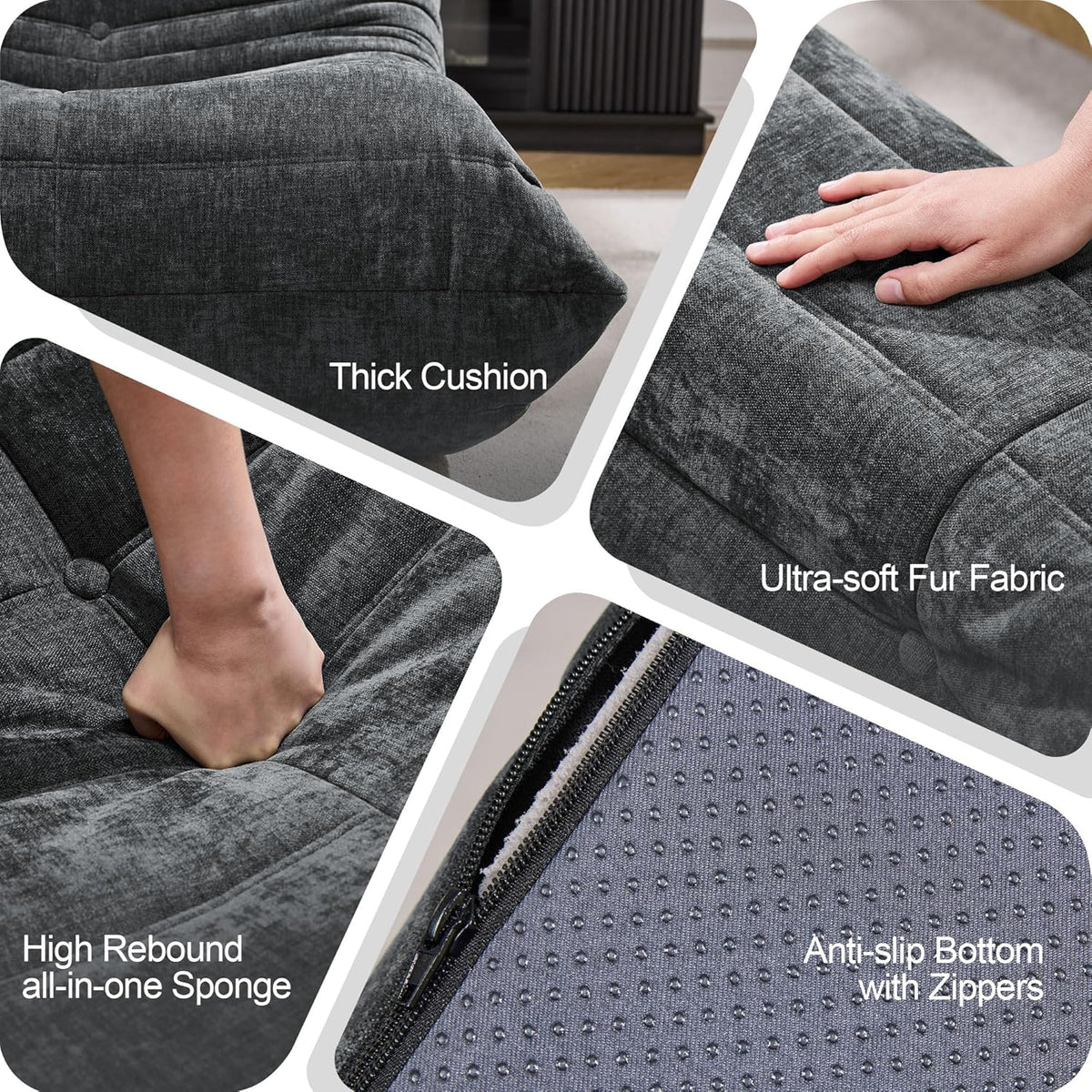 Hobestluk Large Bean Bag Chairs for Adults Fireside BeanBag Couch Togo Sofa - Image 7