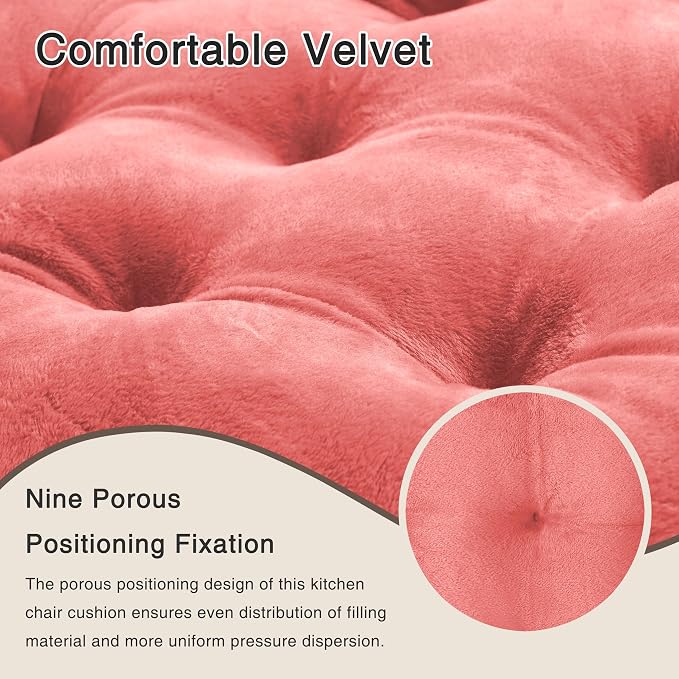 OVOV 6 Pack Chair Cushions for Dining Chairs 15.5"x15.5" Pink | Soft-Touch Velvet Fabric for Farmhouse Decor, Fit for Kitchen Dining Office Chairs, Upgrade Chair Comfort, with Durable Ties - Image 4