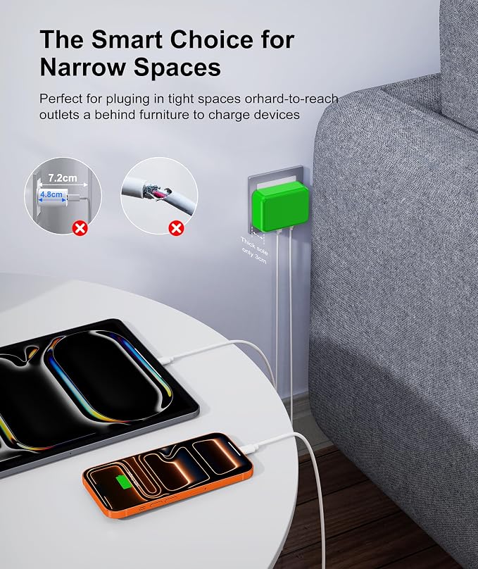 Fast Charger Block, GaN 6 Port USB C Charging Station Hub Cube, 100W Multiport Type C Wall Charger Power Strip Plug with PD 3.0+QC for iPhone 16 Pro Max 15 14 13 12 11 XR XS 8 7, Samsung, iPad, Table - Image 4