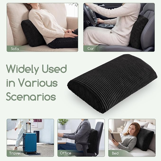 HIGOGOGO Lumbar Support Pillow for Recliner Chair/Accent Chair/Couch, Large Memory Foam Back Support Cushion for Elderly, Recliner Cushions for Back Rest, Pain Relief, Reading, Washable Cover, Black - Image 5